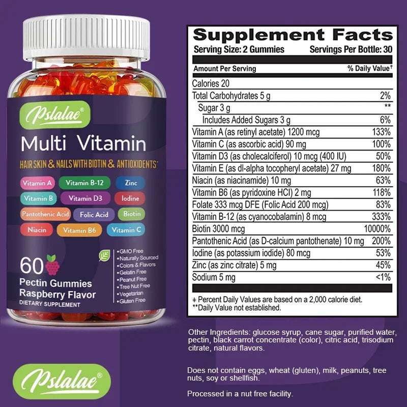 Multivitamin Gummies - Improves Skin, Hair and Nails, Support Immune, Overall Health, Antioxidant